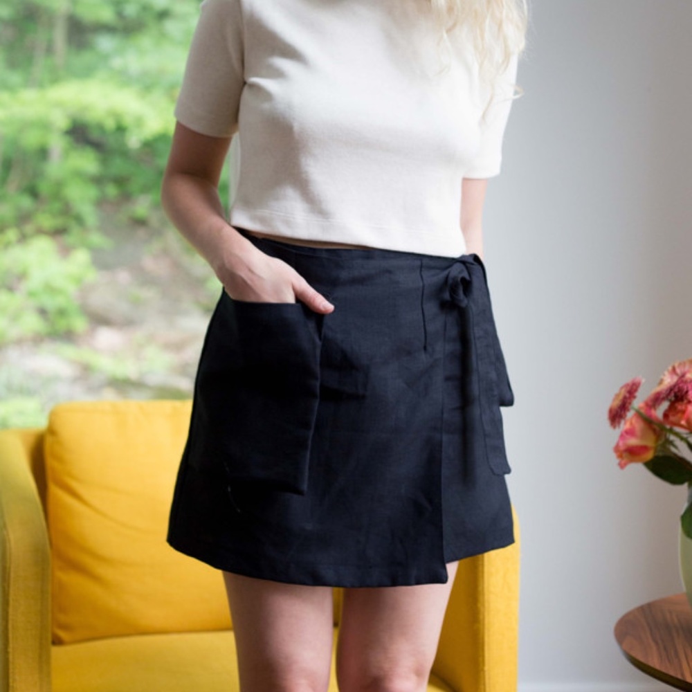 MAGGIE JAYNE Linen wrap mini skirt S